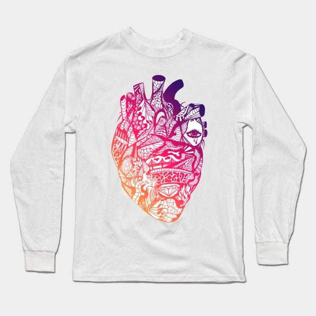 Sunset Sky Transparent Heart Long Sleeve T-Shirt by kenallouis